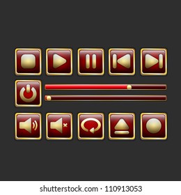 Glossy Red and Gold Media player elements