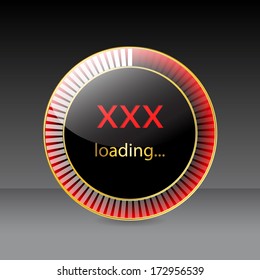Glossy red gold preloader design for XXX websites