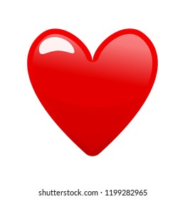 Glossy red heart emoji icon isolated on white background. Vector illustration.