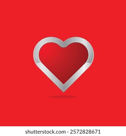 glossy red heart icon button vector illustration