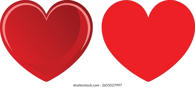 Ícone vermelho brilhante do coração ícone do vetor, coração, amor, romance ou dia dos namorados ícone vermelho do vetor para aplicativos e sites