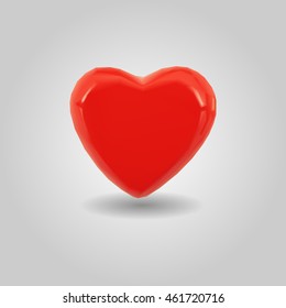 Glossy red heart low and high resolution triangle mesh realistic vector eps10