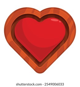 Glossy red heart nestled within a warm wooden frame, symbolizing the connection between love and nature