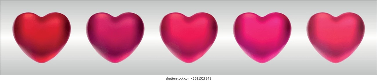 Glossy red heart on minimalist background. Mesh gradient icon. Love romantic design. Template for holiday cards, Valentine's day, happy wedding