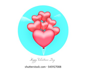 Glossy Red Heart shaped Balloons for Happy Valentine's Day Celebration.