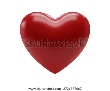 Glossy Red Heart Symbol: A 3D Render of a Shiny Heart isolated on transparent background