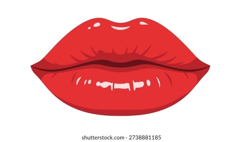Glossy Red Lips Smiling Close Up for Beauty and Makeup Ads