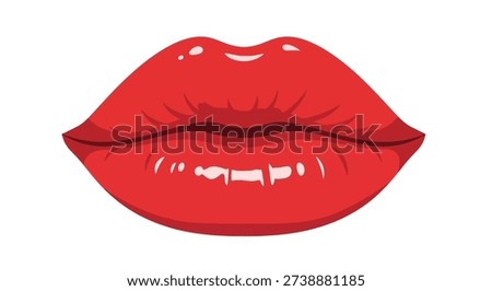 Glossy Red Lips Smiling Close Up for Beauty and Makeup Ads