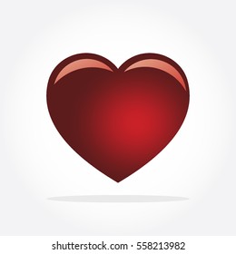 glossy red love shape with lighting and shadow effect