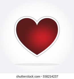 glossy red love shape with lighting and shadow effect