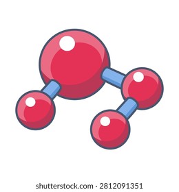 Glossy red molecular structure graphic with connected spheres