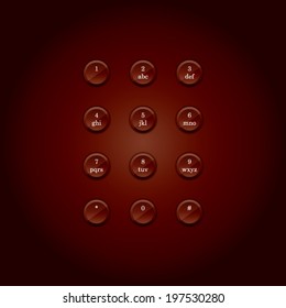 Glossy red number phone keypad