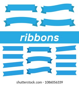 Glossy red ribbon vector. Banner ribbon vector set