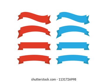Glossy red ribbon vector. Banner ribbon vector set