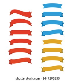 Glossy red ribbon vector. Banner ribbon vector set