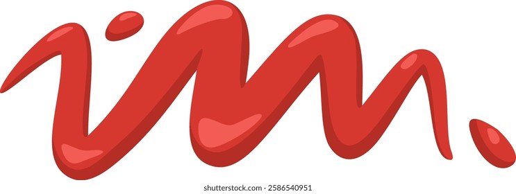 Glossy red sauce or ketchup letters forming the phrase I m, creating a playful and vibrant effect. Perfect for enhancing food related designs and marketing materials