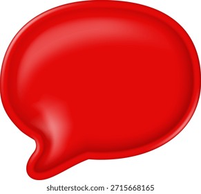 Glänzend rote Sprechblase einzeln auf Weiß. Leeres 3D-Chat-Symbol für Nachricht und Kommunikation.