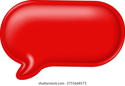 Bolha de fala vermelha brilhante isolada no branco. Ícone de chat 3D em branco para mensagem e comunicação.