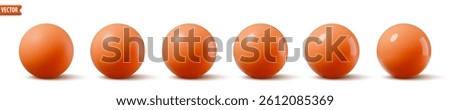 Glossy red spheres. 3D model bubble collection realistic orange balls with smooth surfaces and shadows. Ideal for backgrounds mockup object modern design. Vector illustration shiny plastic globe set