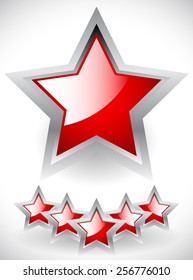 Glossy Red Stars with Gray Frame