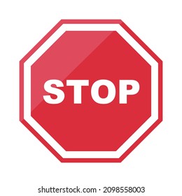 Glossy red stop mark sign. Vector.