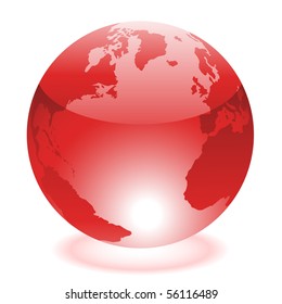 Mundo rojo brillante aislado en blanco