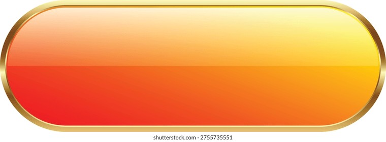 Glossy Red and Yellow Rounded Rectangle Button with Gold Border