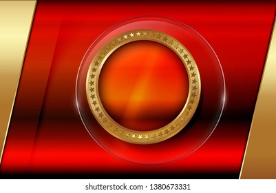 The glossy red-gold Background with golden ring