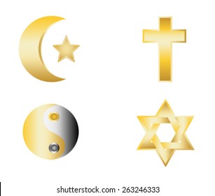 glossy religion icons vector illustration