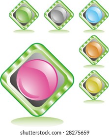 glossy rhombus buttons in various colors