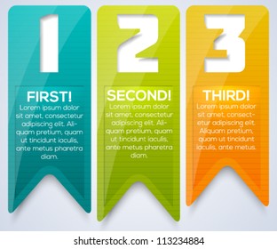 Glossy ribbon template with numbers for your design. Vector illustration.