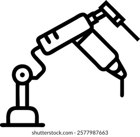 Glossy robotic arm holding medical syringe on plain background concept as A glossy image of a robotic arm holding a medical syringe against a plain background symbolizing precision