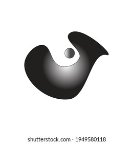 Glossy round black white logo icon vector for company and business