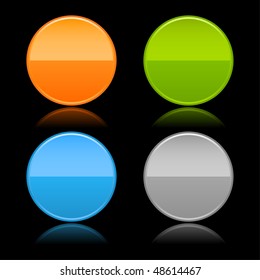 Glossy round blank color buttons on black