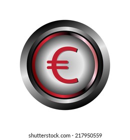 Glossy round button Euro symbol vector