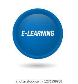 glossy round button with text e-learning inside. - emblem, label, badge,sticker. Designed for your web site design, logo, app, UI
