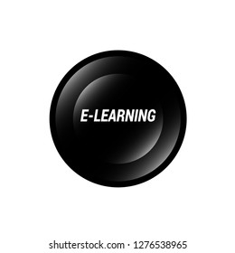 glossy round button with text e-learning inside. - emblem, label, badge,sticker. Designed for your web site design, logo, app, UI
