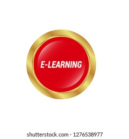 glossy round button with text e-learning inside. - emblem, label, badge,sticker. Designed for your web site design, logo, app, UI