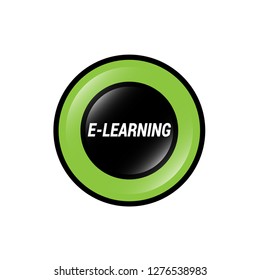 glossy round button with text e-learning inside. - emblem, label, badge,sticker. Designed for your web site design, logo, app, UI