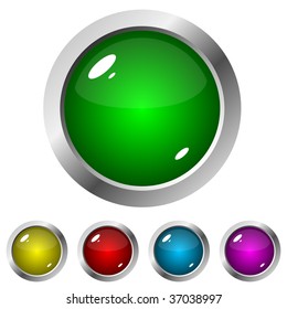 Glossy round buttons for web design isolated on white background.