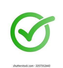 Glossy round checkbox icon. Approval icon. Vector.
