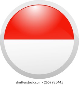 Icono redondo brillante con el diseño de la bandera nacional indonesia