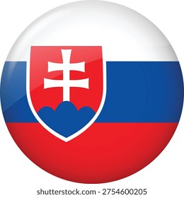 Glossy Round Slovakia Flag Button Icon