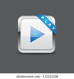 Glossy Rounded Rectangle Play Button Icon