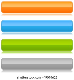 Glossy rounded square blank color long buttons on white