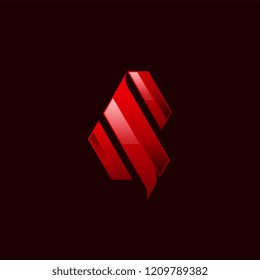 Glossy S initial logo designs vector, 3D S Diamond logo template
