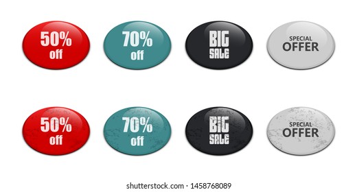 Glossy sale button vector design illustration isolated on white background