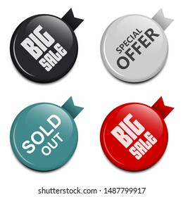 Glossy sale button vector design illustration isolated on white background