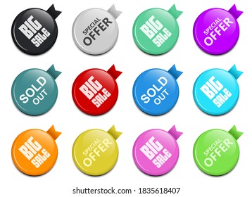 Glossy sale button vector design illustration isolated on white background