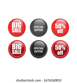 glossy sales button vector design illustration with a white background